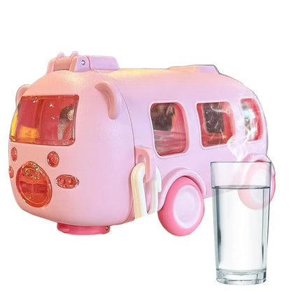 Bus Shape Water Bottle with Handle for Kids Toddler School Sports Camping